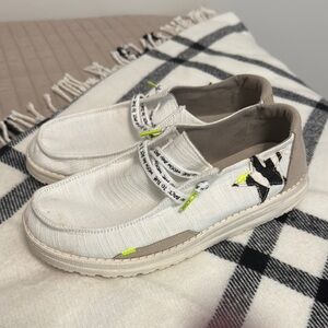 White and Gray Casual Loafers with Star Design